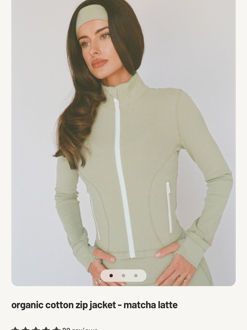 LAYERE Matcha Latte Organic Cotton Zip Jacket